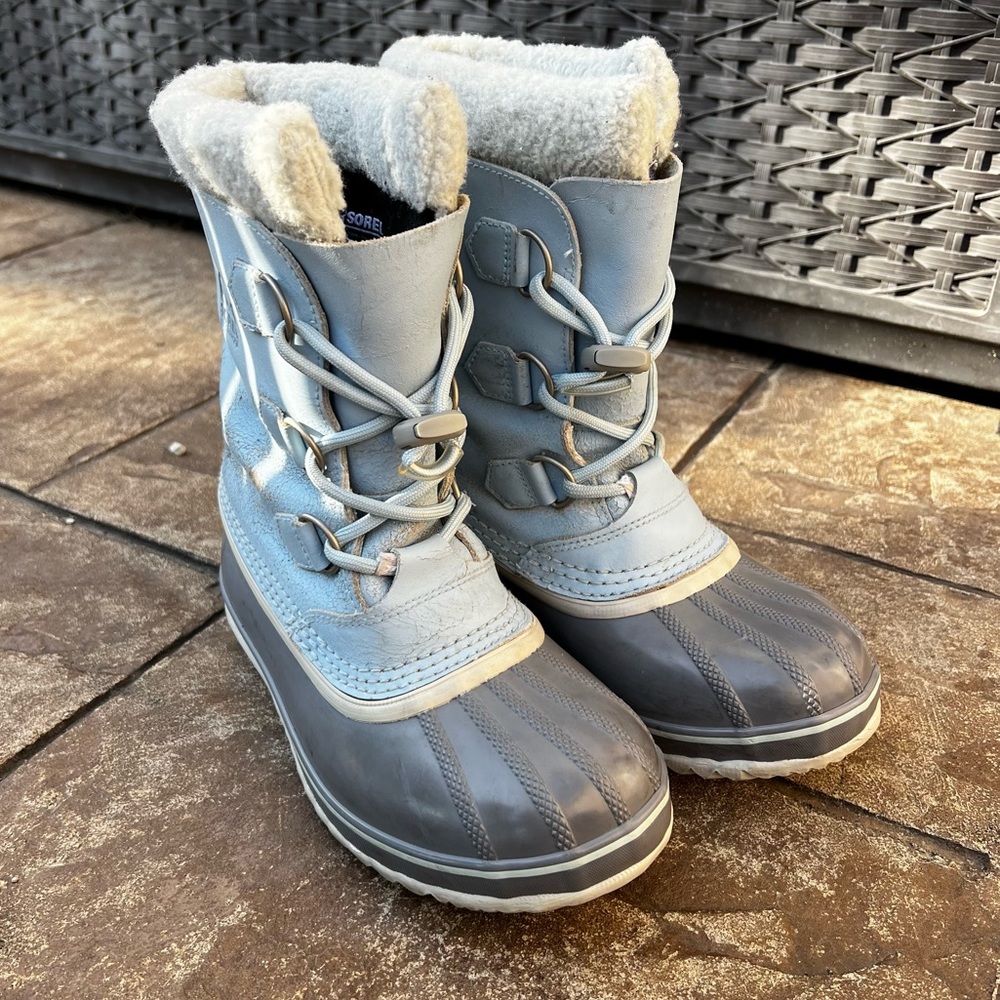 Sorel Kids Yoot Pac Light Blue Gray Snow Boots Sz 4